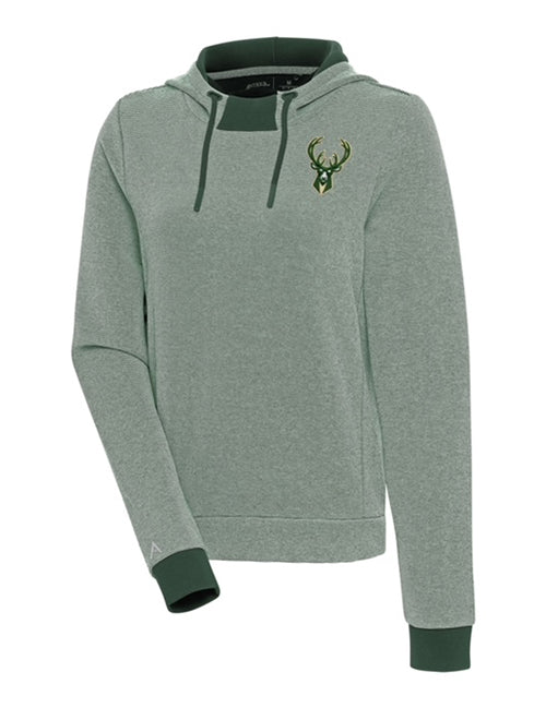 Women's Antigua Axe Bunker Icon Milwaukee Bucks Hooded Sweatshirt