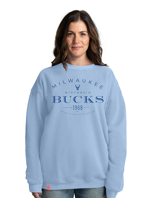 Women's Lusso 2025-26 City Edition Miranda Milwaukee Bucks Crewneck Sweatshirt