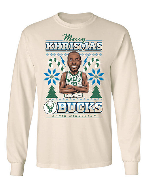 Item Of The Game Khris Middleton Milwaukee Bucks Long Sleeve Holiday T-Shirt