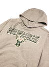 Starter Logo Grey Milwaukee Bucks Hooded Sweatshirt-closeup