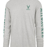 '47 Brand Franklin Triple Down Milwaukee Bucks Long Sleeve T-Shirt In Grey - Front View