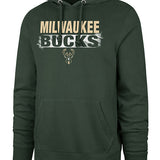 '47 Brand Headline Base Slide Milwaukee Bucks Hooded Sweatshirt In Green - Front View