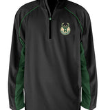 Big & Tall Fanatics Full Logo Black Milwaukee Bucks 1/4 Zip Pullover in Black and Green - Front View