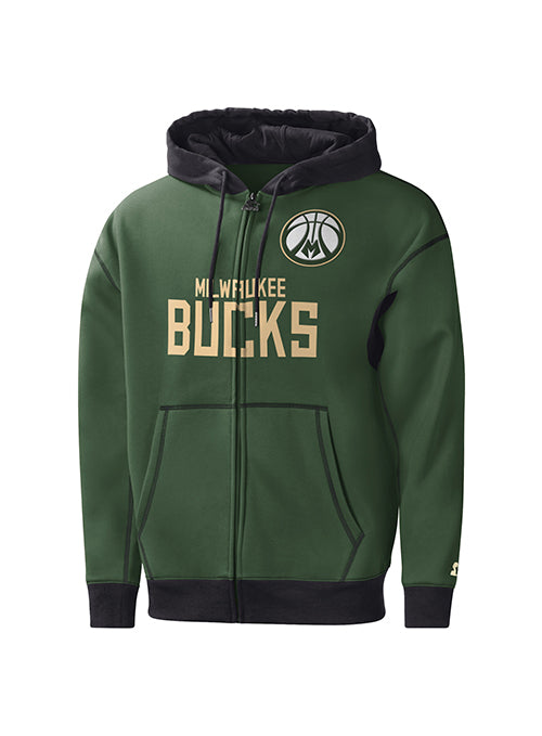 Starter Pregame Green Milwaukee Bucks Full-Zip Hooded Sweatshirt