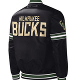 Starter Satin Slider Milwaukee Bucks Jacket in Black - Back View