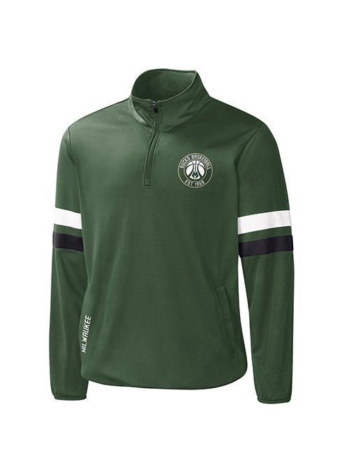 G-III Player Option Green Milwaukee Bucks 1/2 Zip Pullover- front 