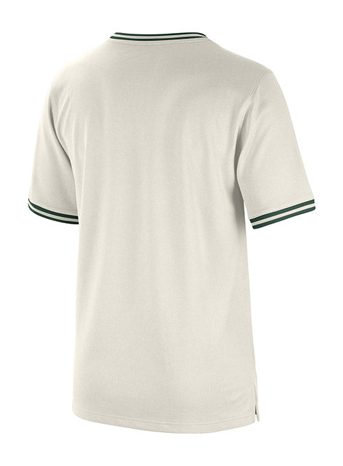 Nike Dri-FIT Courtside Phantom Milwaukee Bucks T-Shirt In Cream & Green - Back View