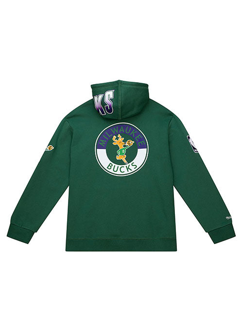 Mitchell & Ness HWC City Collection Milwaukee Bucks Hooded Sweatshirt in Green - Back View