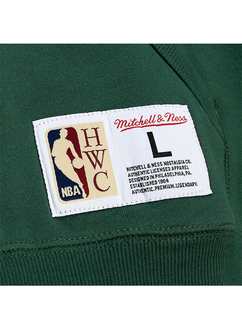 Mitchell & Ness HWC City Collection Milwaukee Bucks Hooded Sweatshirt in Green - Zoom Left Hip Tag View