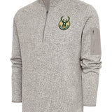 Antigua Fortune Global Milwaukee Bucks 1/4 Zip Pullover