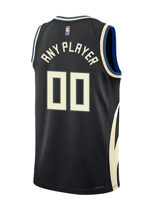 Jordan 2022 Statement Edition Custom Milwaukee Bucks Swingman Jersey in Black - Back View