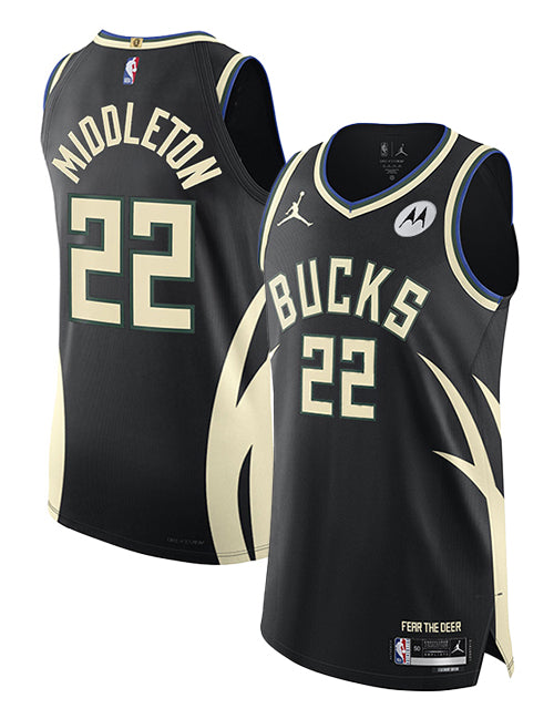 Jordan 2022 Statement Edition Khris Middleton Milwaukee Bucks Authentic Jersey-COLLAGE