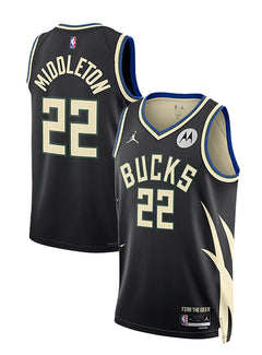 Jordan 2022 Statement Edition Khris Middleton Milwaukee Bucks Swingman Jersey-collage