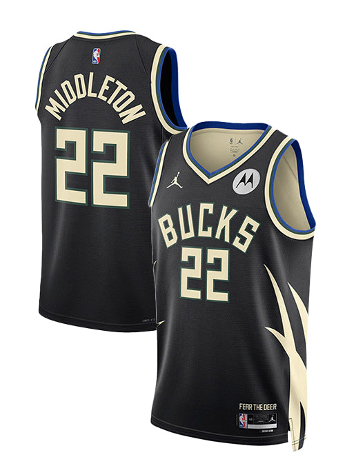 Jordan 2022 Statement Edition Khris Middleton Milwaukee Bucks Swingman Jersey-collage