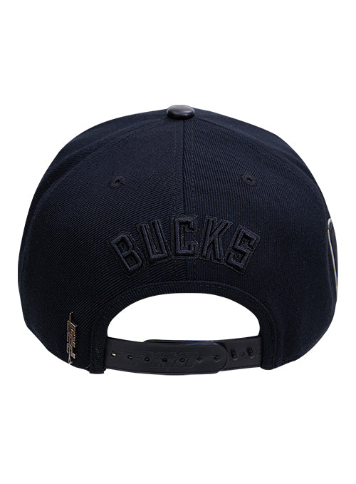 Pro Standard Triple Black Wool Milwaukee Bucks Snapback Hat-back