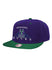 Mitchell & Ness HWC '93 Monument Milwaukee Bucks Snapback Hat in Purple and Green - Angled Left Side View