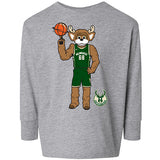 Toddler Bucks Pro Shop Bango Spinning Basketball Milwaukee Bucks Long Sleeve T-Shirt
