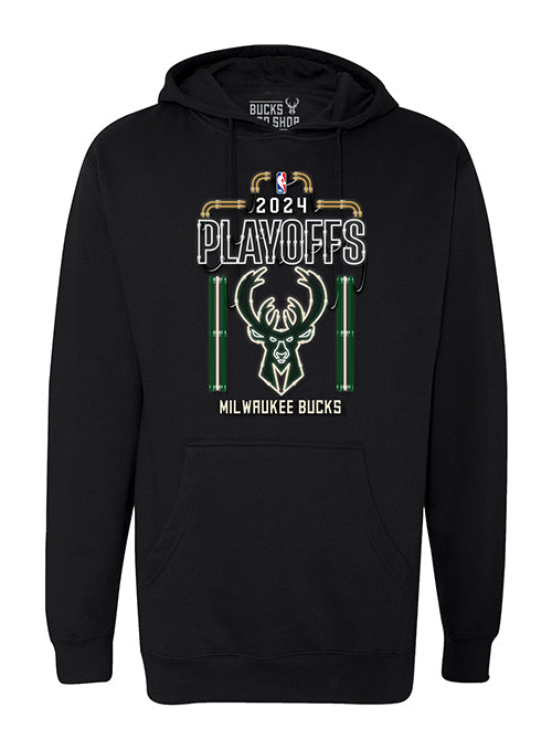 2024 Playoffs Neon Milwaukee Bucks Hooded Sweatshirt-front