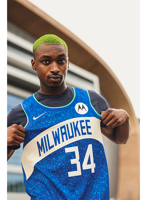 Men's Milwaukee Bucks Nike Blue 2020/21 City Edition Swingman Shorts