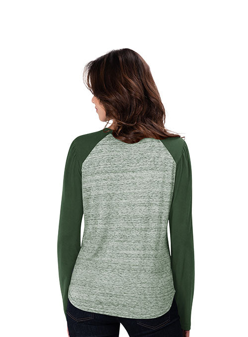 Women's Touch by G-III Wildcard Raglan Milwaukee Bucks Long Sleeve T-Shirt in Green - Back View