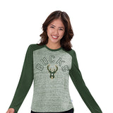 Women's Touch by G-III Wildcard Raglan Milwaukee Bucks Long Sleeve T-Shirt in Green - Front View