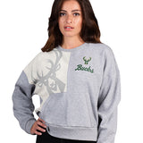 Women's Starter Gridiron Milwaukee Bucks Crewneck Sweatshirt-front