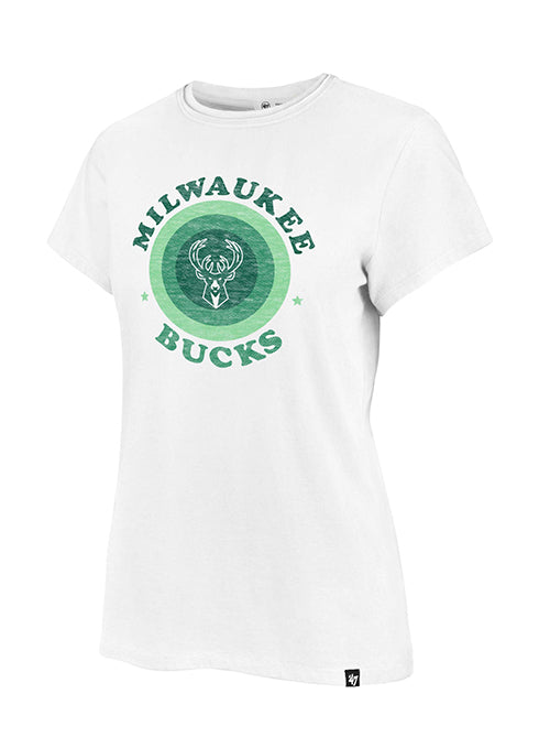Women's '47 Brand Frankie Nova Milwaukee Bucks T-Shirt In White - Front View
