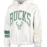 Women's 47 Brand Harper White Milwaukee Bucks Hooded Sweatshirt - Front View