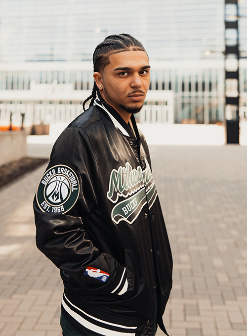 Pro Standard Script Tail Milwaukee Bucks Satin Jacket-side