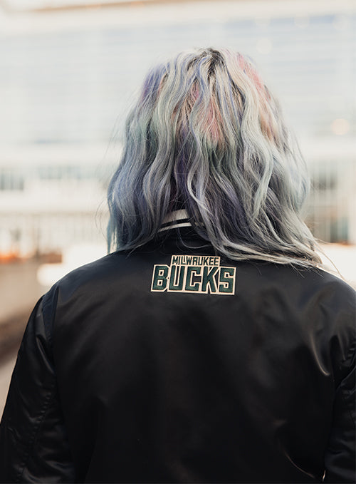 Women's Pro Standard Script Tail Milwaukee Bucks Satin Jacket-back