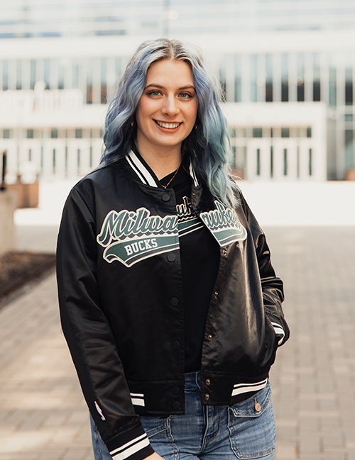 Women's Pro Standard Script Tail Milwaukee Bucks Satin Jacket