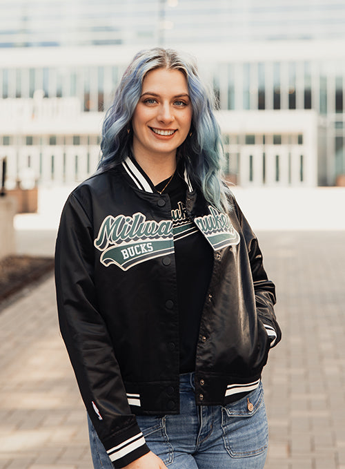 Women's Pro Standard Script Tail Milwaukee Bucks Satin Jacket