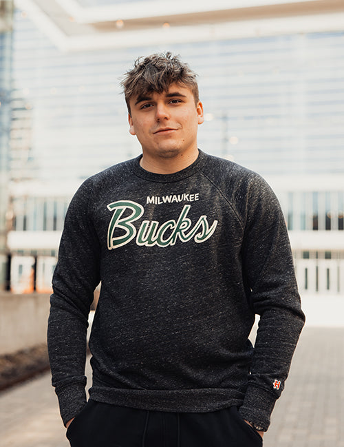 Homage HWC Milwaukee Bucks Script Crew Sweatshirt-model