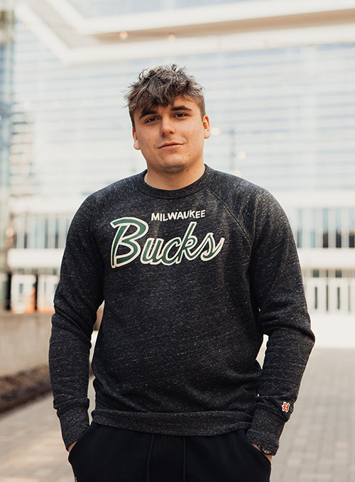 Homage HWC Milwaukee Bucks Script Crew Sweatshirt-model