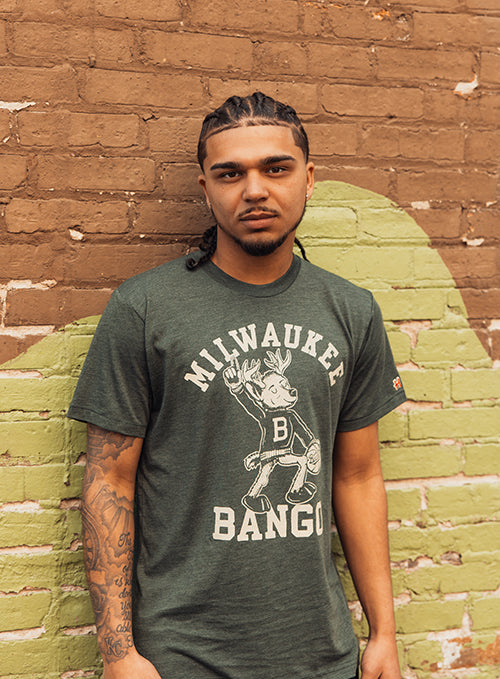 Homage Retro Dancing Bango Milwaukee Bucks T-Shirt-model