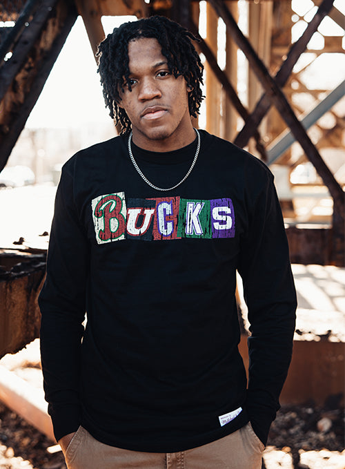 Bucks In Six x Mitchell & Ness Eras Milwaukee Bucks Long Sleeve T-Shirt-front shoot