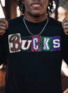 Bucks In Six x Mitchell & Ness Eras Milwaukee Bucks Long Sleeve T-Shirt- front close up