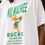 Women's Mitchell & Ness HWC '68 Founded Milwaukee Bucks Boyfriend T-Shirt-close-up