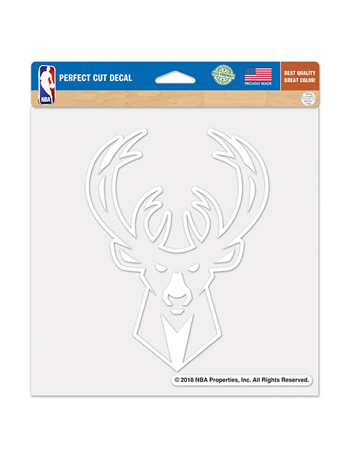 Wincraft White Lined Icon Logo Milwaukee Bucks Decal