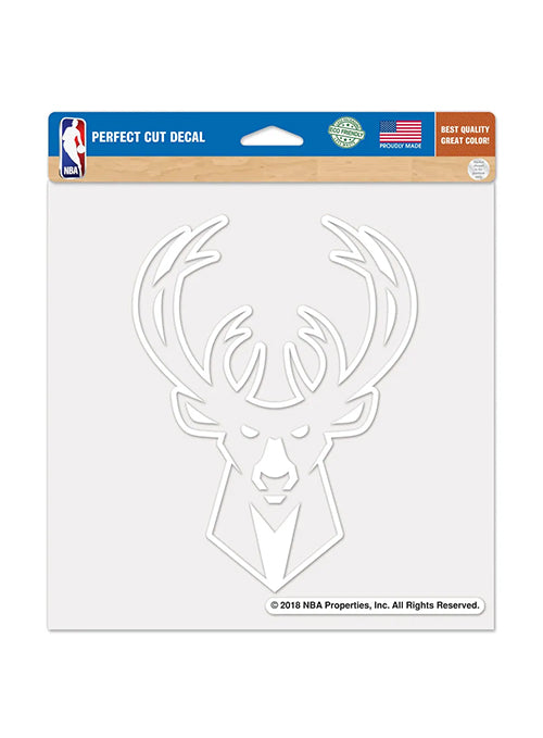 Wincraft White Lined Icon Logo Milwaukee Bucks Decal