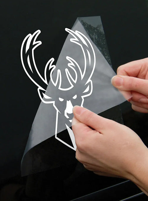 Wincraft White Lined Icon Logo Milwaukee Bucks Decal-on car