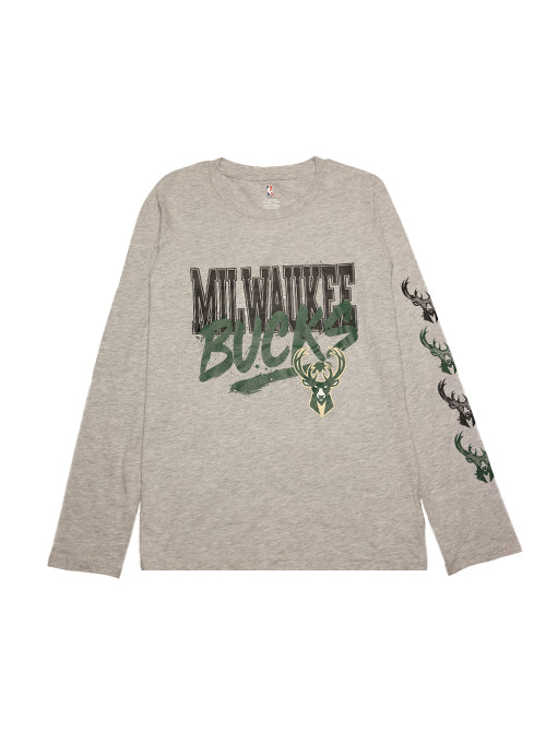 Youth Outerstuff Get Busy Gray Milwaukee Bucks Long Sleeve T-Shirt