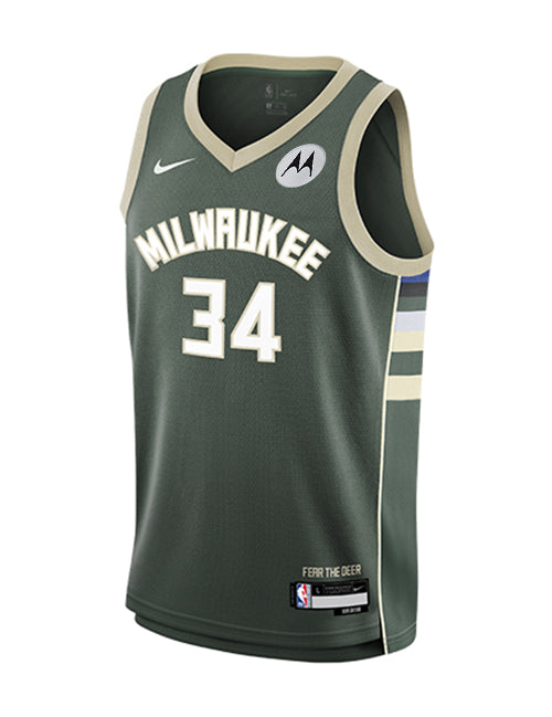 Youth Nike icon Edition Giannis Antentokounmpo Milwaukee Bucks Swingman Jersey- front 