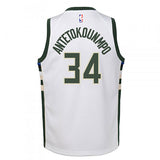 Youth Nike 2022 Association Giannis Antetokounmpo Milwaukee Bucks Swingman Jersey- back view