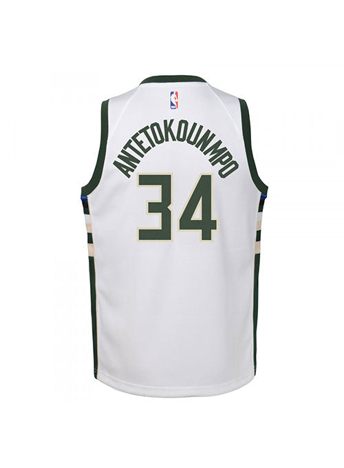 Youth Nike 2022 Association Giannis Antetokounmpo Milwaukee Bucks Swingman Jersey- back view