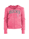 Youth New Era Terry Pink Milwaukee Bucks Full-Zip Hooded Sweatshirt