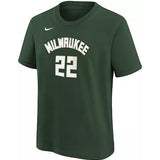 Youth Nike 2022 Icon Edition Khris Middleton Milwaukee Bucks T-Shirt in Green - Front View