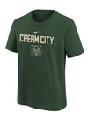 Youth Nike Essential Cream City Milwaukee Bucks T-Shirt in Green - Front View