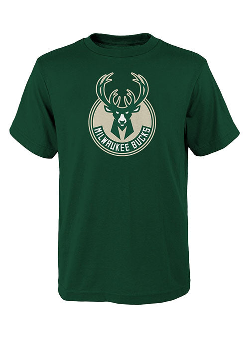 Youth Global Logo Green Milwaukee Bucks T-Shirt - Front View