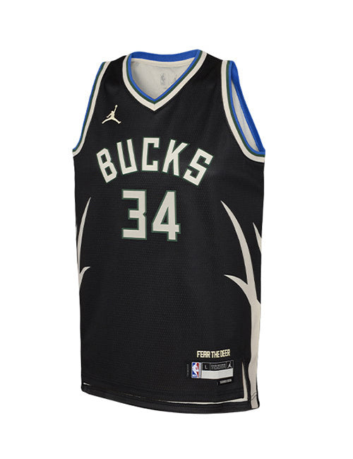 Youth Jordan 2022 Statement Edition Giannis Antetokounmpo Milwaukee Bucks Swingman Jersey-front